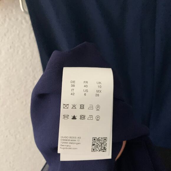 Boss by Hugo Boss V Neck Sleeveless A Line Dress Blue Black Size 6 New - Picture 7 of 10